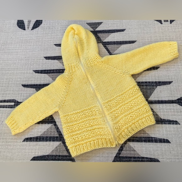 Yellow Crochet Back Zip Sweater - Picture 2 of 8